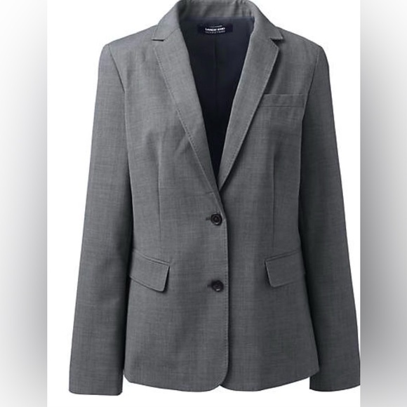 NWT WASHABLE WOOL BLEND TWO BUTTOM TRADITIONAL BLAZER BY LANDS END ❤️FULLY LINED - Picture 4 of 12